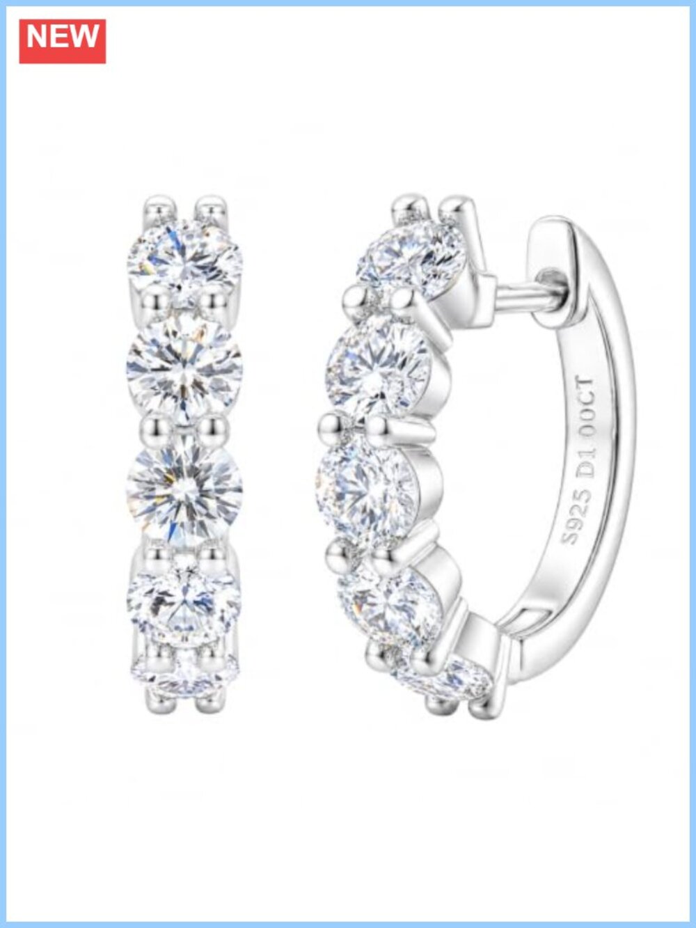 Moissanite Hoop Earrings S925 Sterling Silver Huggie Earring Women